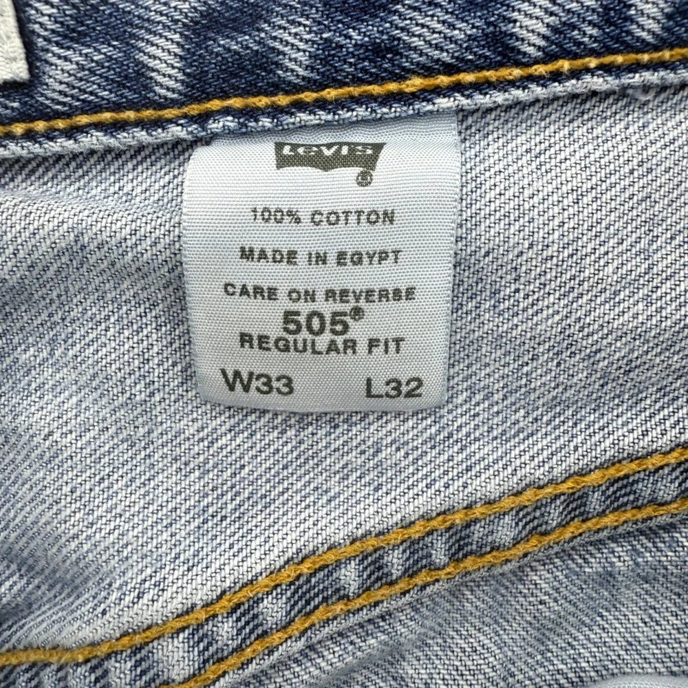 Vintage Levi's 505 Regular Fit Men's W33 L32 Jeans Blue‎ Wash Denim Casual